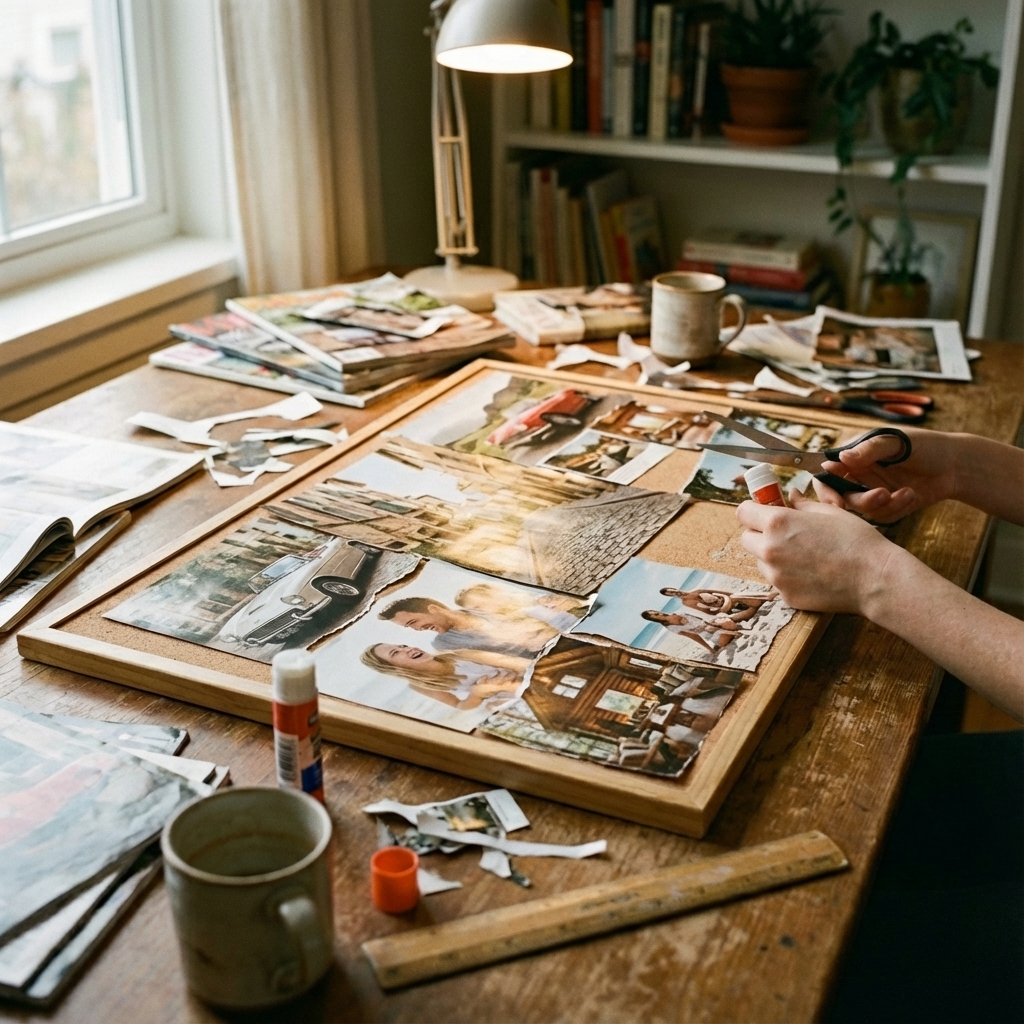 Процесс создания бумажной карты желаний